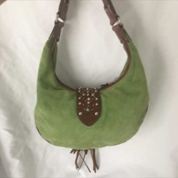 Cole Haan vintage green G series suede purse with jewel embellishments - Picture 2 of 12
